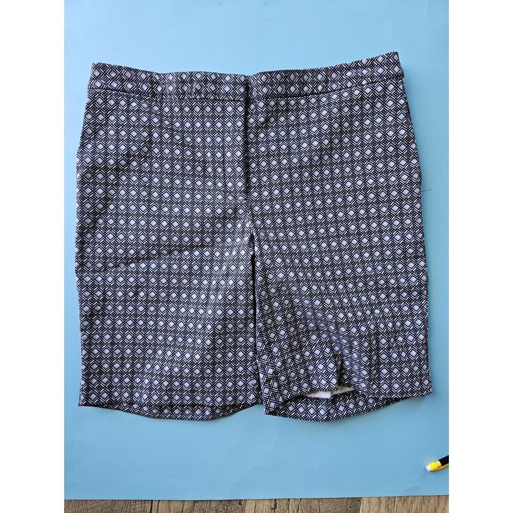 Mario Serrano Blue Diamond Pattern Nylon  Stretchy Casual‎ Shorts Size 10